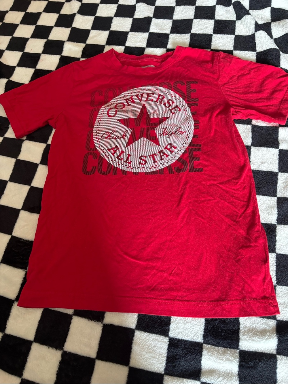 Boys large red converse shirt